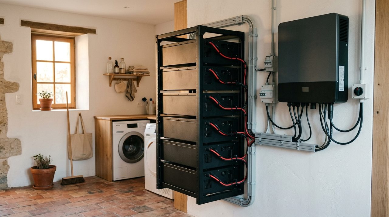 Batterie LiFePO4 résidentielle montée au mur avec onduleur hybride