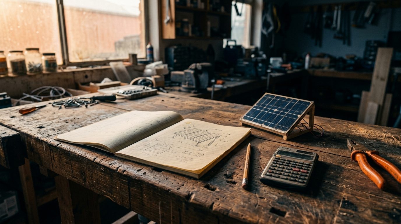 Schéma de dimensionnement solaire avec calculatrice
