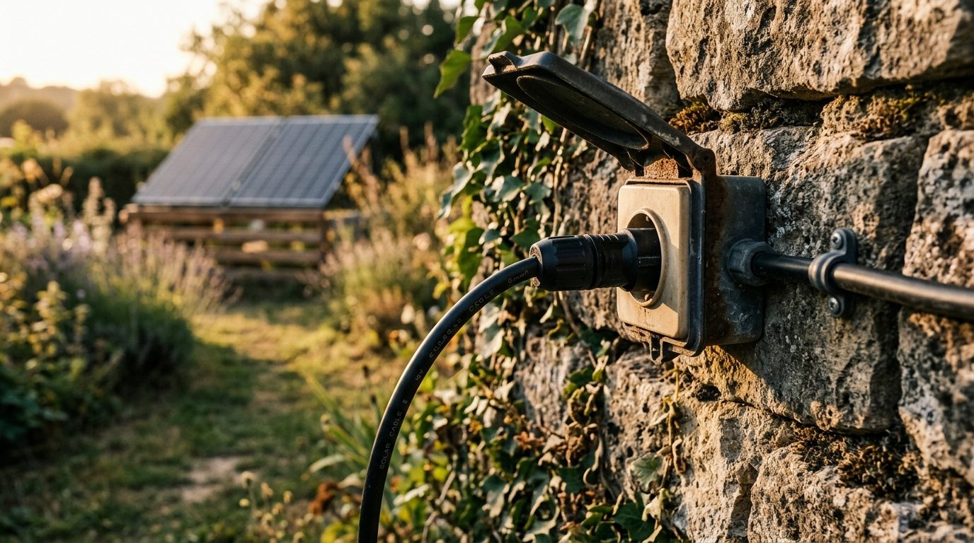 Câble solaire branché sur prise murale